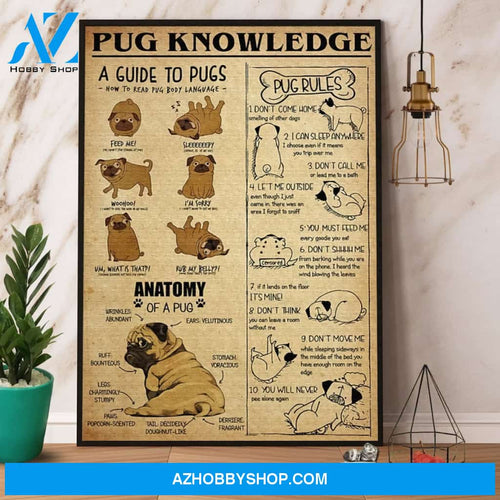Pug Knowledge Pug Lover Canvas And Poster, Wall Decor Visual Art