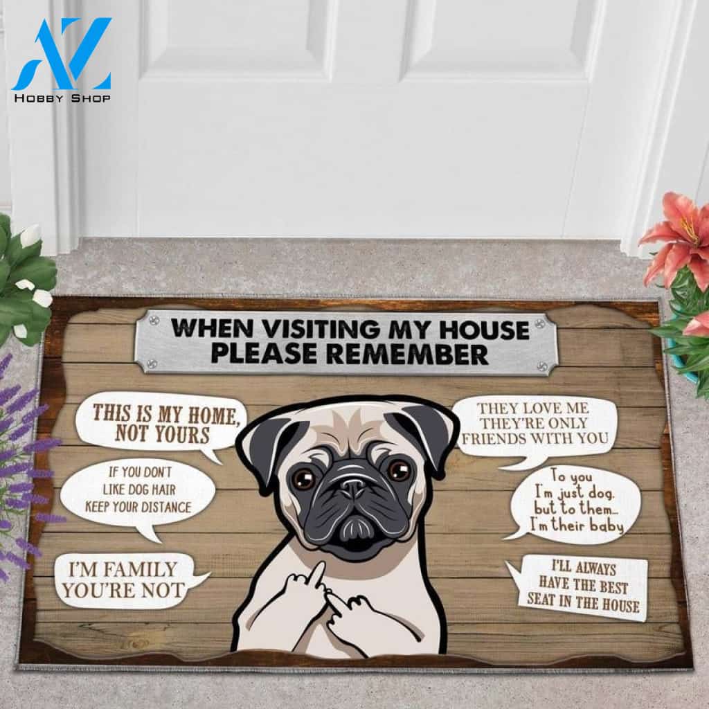Pug Please Remember This Is My Home Funny Doormat Gift For Dog Lovers Home Decor Warm House Gift Welcome Mat Halloween Decor