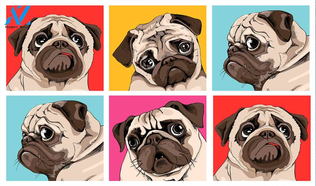 Pug Portraits Door Mat