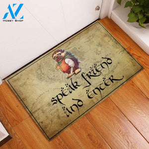 Pug Speak Friend And Enter Rubber Base Doormat