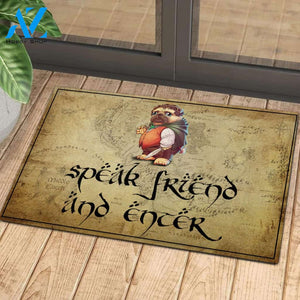 Pug Speak Friend And Enter Rubber Base Doormat