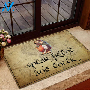 Pug Speak Friend And Enter Rubber Base Doormat