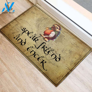 Pug Speak Friend And Enter Rubber Base Doormat