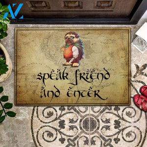 Pug Speak Friend And Enter Rubber Base Doormat