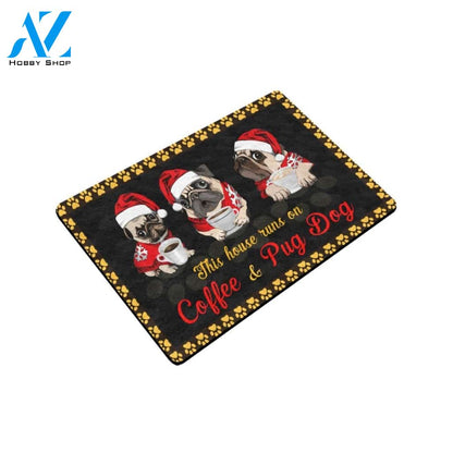 Pug This House Runs On Coffee Doormat Indoor And Outdoor Mat Entrance Rug Sweet Home Decor Housewarming Gift Gift For Friend Family Stem Feminist