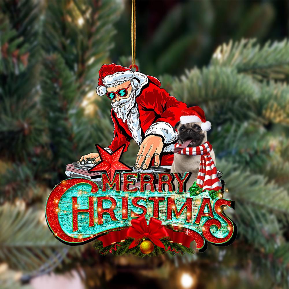 Pug3-Christmas Rock Two Sided Ornament