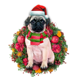Godmerch- Ornament- Pug Christmas Ornament, Happy Christmas Ornament, Car Ornament