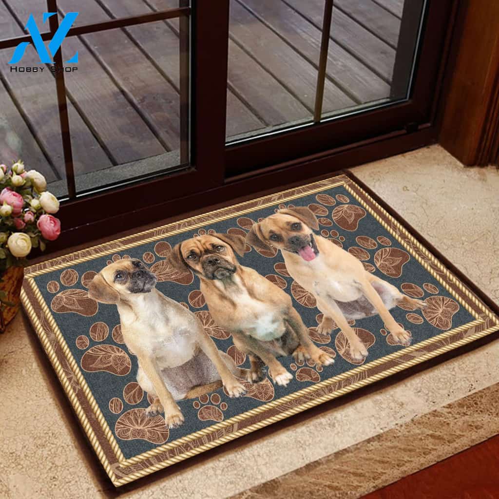 Puggle Flower Paw - Dog Doormat | Welcome Mat | House Warming Gift