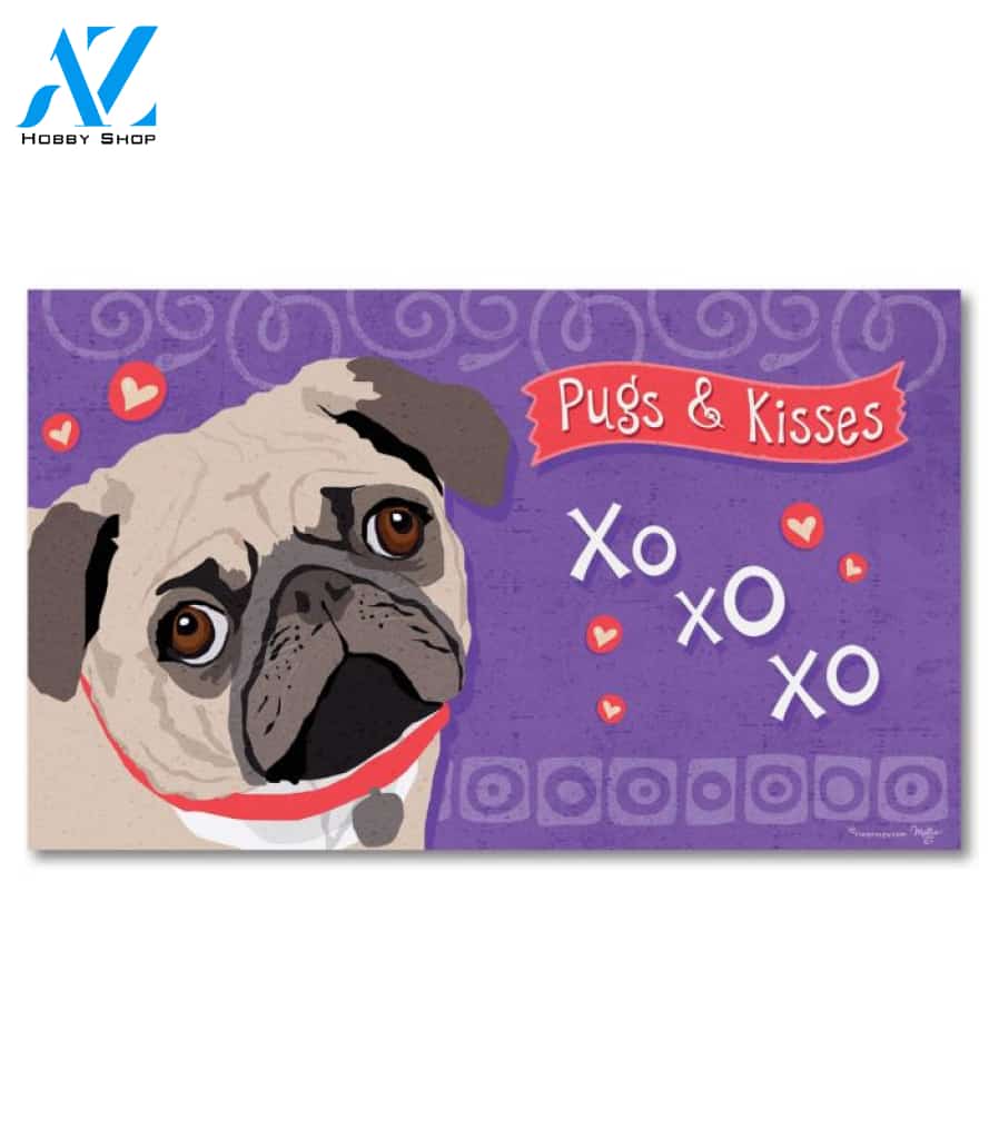 Pugs & Kisses Doormat - 18" x 30"