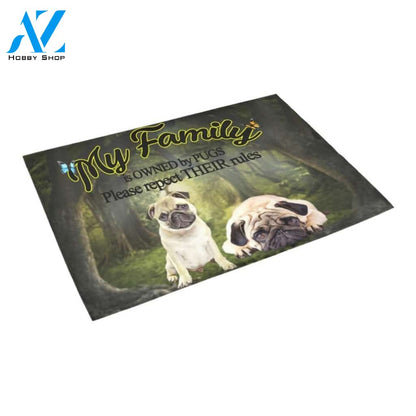 Pugs Respect Their Rules Doormat Indoor And Outdoor Mat Entrance Rug Sweet Home Decor Housewarming Gift Gift For Friend Family Stem Feminist