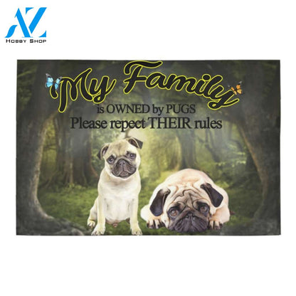 Pugs Respect Their Rules Doormat Indoor And Outdoor Mat Entrance Rug Sweet Home Decor Housewarming Gift Gift For Friend Family Stem Feminist