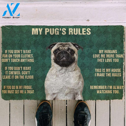 Gearhumans Gearhuman 3D Pug's Rules Doormat