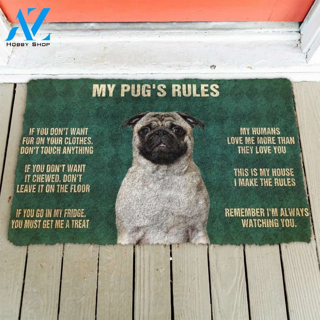 Gearhumans Gearhuman 3D Pug's Rules Doormat