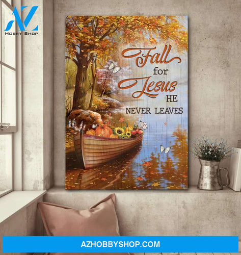Pumpkin boat - Fall for Jesus He never leaves - Jesus Portrait Canvas Prints, Wall Art