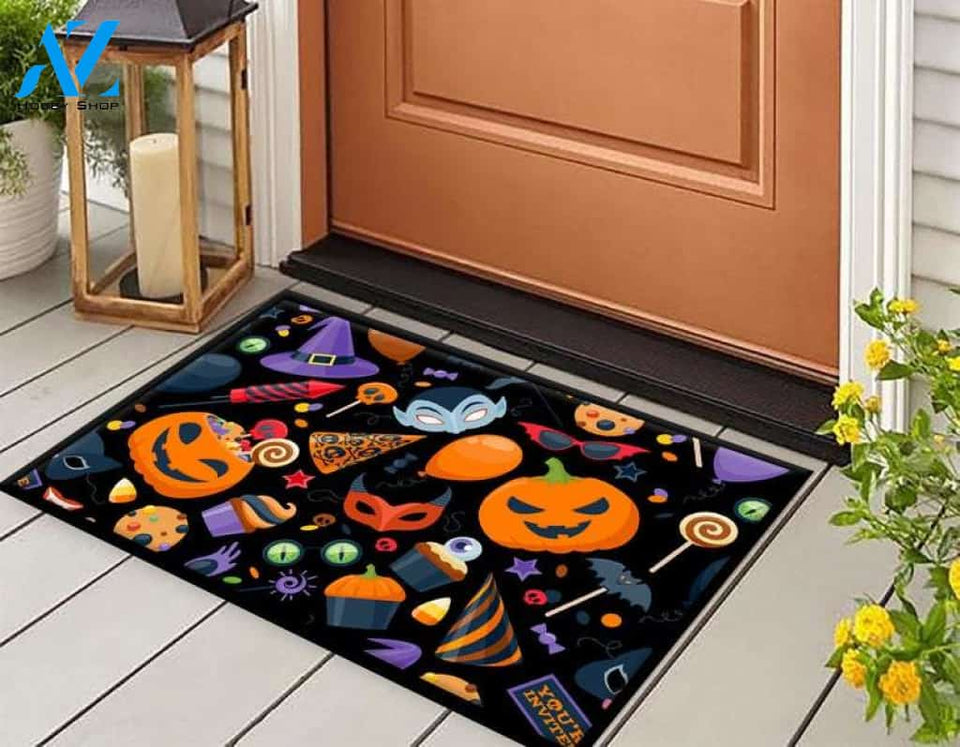Pumpkin Candy Happy Halloween Doormat Welcome Mat Housewarming Gift Home Decor Funny Doormat Gift For Friend Halloween Day Gift Ideas