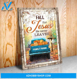 Pumpkin Custom Personalized Family Name Fall For Jesus He Never Leaves Canvas
