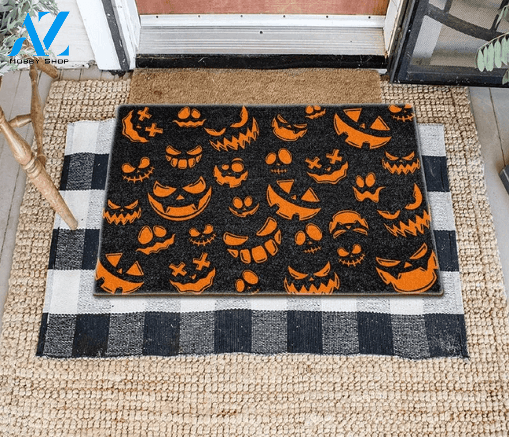 Pumpkin Halloween Face Doormat, Halloween Doormat, Fall Welcome Mat, Gift For Friend Family Decor Warm House Gift Welcome Mat