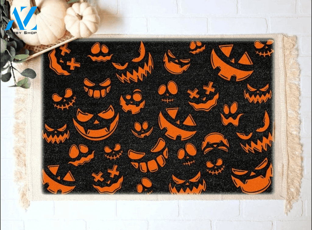 Pumpkin Halloween Face Doormat, Halloween Doormat, Fall Welcome Mat, Gift For Friend Family Decor Warm House Gift Welcome Mat