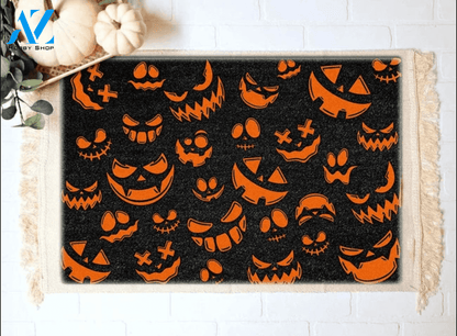 Pumpkin Halloween Face Doormat, Halloween Doormat, Fall Welcome Mat, Gift For Friend Family Decor Warm House Gift Welcome Mat