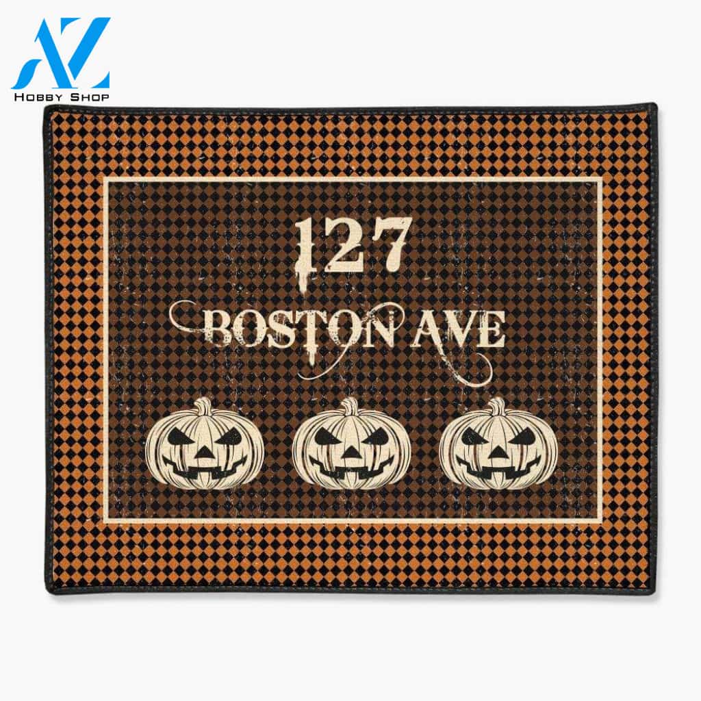 Pumpkin Heads Halloween Personalized Doormat