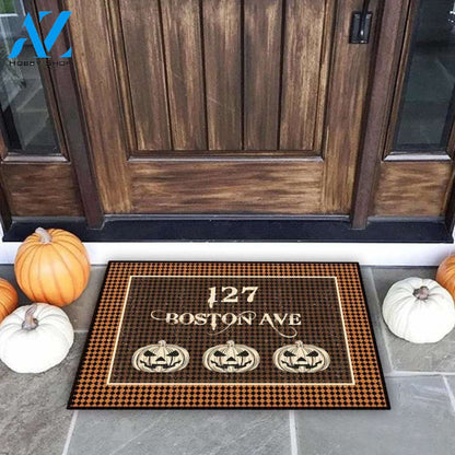 Pumpkin Heads Halloween Personalized Doormat