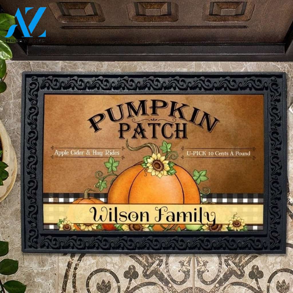 Pumpkin Patch Personalized Doormat - 18