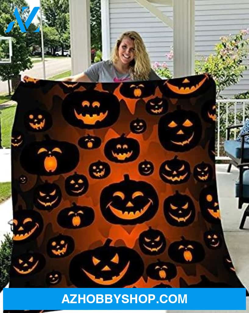 Pumpkin Scare Halloween Gift Fleece Blanket - Sherpa Blanket