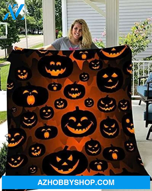 Pumpkin Scare Halloween Gift Fleece Blanket - Sherpa Blanket