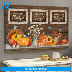 Pumpkin - Thankful Grateful Blessed - Jesus Landscape Canvas Prints, Wall Art