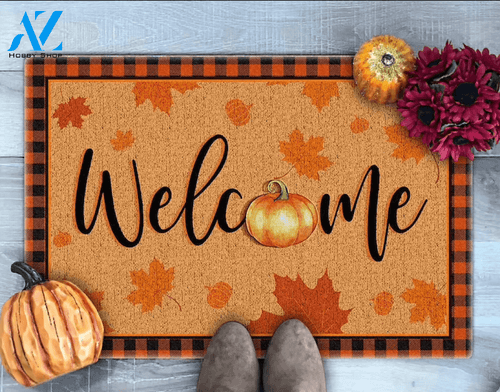 Pumpkin Welcome Doormat, Pumpkin Doormat, Fall Doormat, Fall Welcome Mat, Fall Decor, Thanksgiving Doormat, Gift For Friend Family