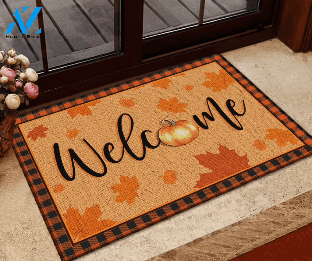 Pumpkin Welcome Doormat, Pumpkin Doormat, Fall Doormat, Fall Welcome Mat, Fall Decor, Thanksgiving Doormat, Gift For Friend Family