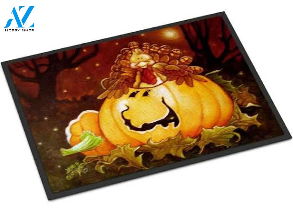 Pumpkins in Forest Halloween Doormat Indoor and Outdoor Mat Entrance Rug Funny Home Decor Closing Gift Gift for Friend Idea