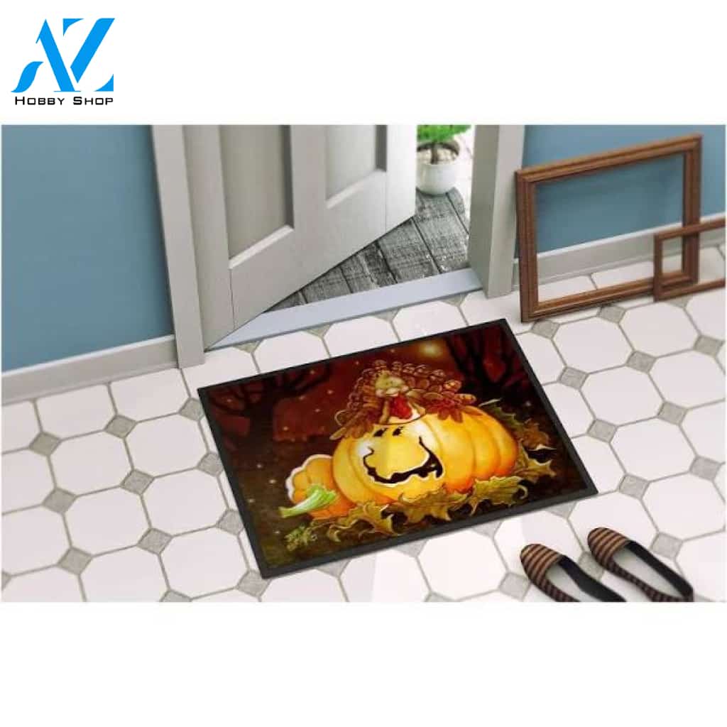 Pumpkins in Forest Halloween Doormat Indoor and Outdoor Mat Entrance Rug Funny Home Decor Closing Gift Gift for Friend Idea