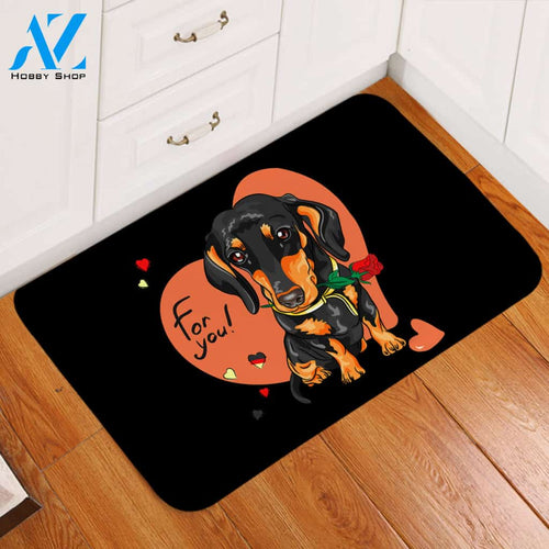 Puppy Love Black Door Mat