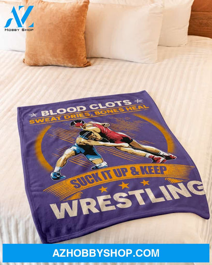 Purple Blanket Suck It Up And Keep Wrestling Fleece Blanket Home Decor Bedding Couch Sofa Soft And Comfy Cozy Gift For Wrestling Lovers, Gift For Friend Family