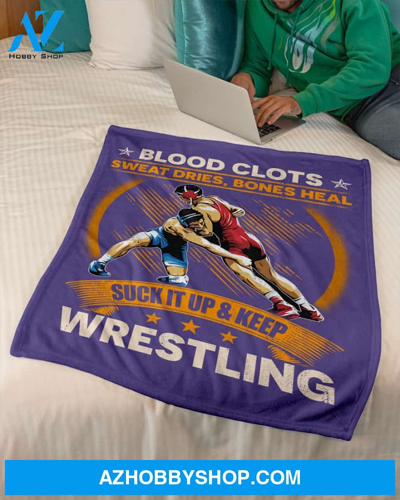 Purple Blanket Suck It Up And Keep Wrestling Fleece Blanket Home Decor Bedding Couch Sofa Soft And Comfy Cozy Gift For Wrestling Lovers, Gift For Friend Family
