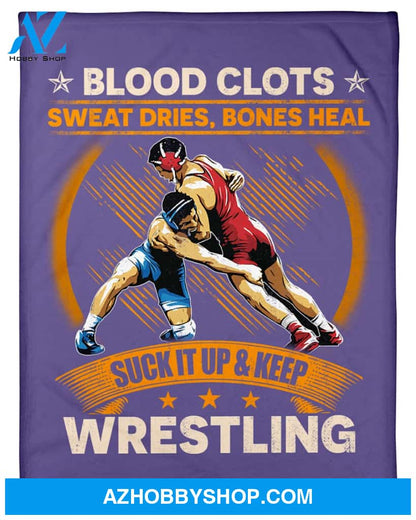 Purple Blanket Suck It Up And Keep Wrestling Fleece Blanket Home Decor Bedding Couch Sofa Soft And Comfy Cozy Gift For Wrestling Lovers, Gift For Friend Family
