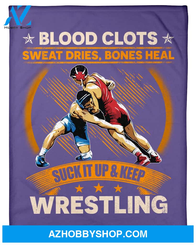 Purple Blanket Suck It Up And Keep Wrestling Fleece Blanket Home Decor Bedding Couch Sofa Soft And Comfy Cozy Gift For Wrestling Lovers, Gift For Friend Family