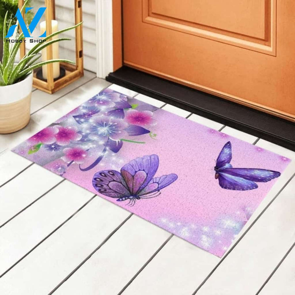 Purple Butterfly Indoor and Outdoor Doormat Warm House Gift Welcome Mat Birthday Gift for Butterfly Lover
