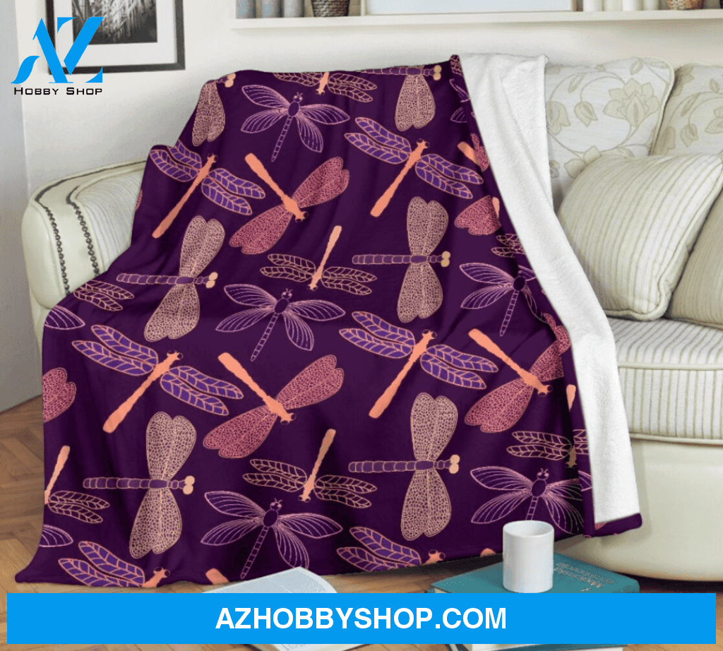 Purple Dragonfly Fleece Blanket, Child & Adult Blanket, Warm Dragonfly Throw Blanket Birthday Gift Home Decor Bedding Couch Sofa Soft And Comfy Cozy
