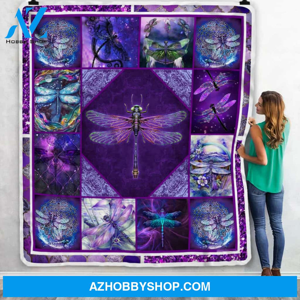 Purple Dragonfly Fleece Blanket Gift Idea For Dragonfly Lovers Gift For Friend Family Home Decor Bedding Couch Sofa Soft And Comfy Cozy