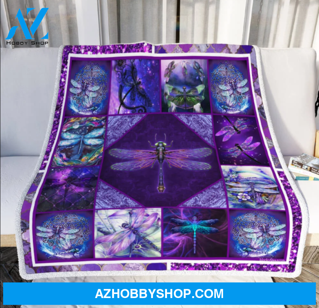 Purple Dragonfly Fleece Blanket Gift Idea For Dragonfly Lovers Gift For Friend Family Home Decor Bedding Couch Sofa Soft And Comfy Cozy