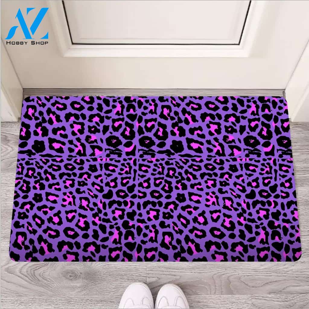 Purple Leopard Door Mat