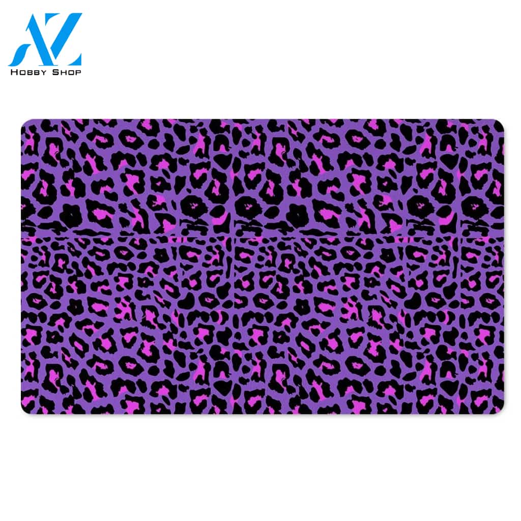 Purple Leopard Door Mat
