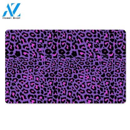Purple Leopard Door Mat