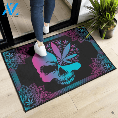 Purple Mandala Skull Leaf Funny Indoor And Outdoor Doormat Gift For Friend Family Birthday Gift Decor Warm House Gift Welcome Mat
