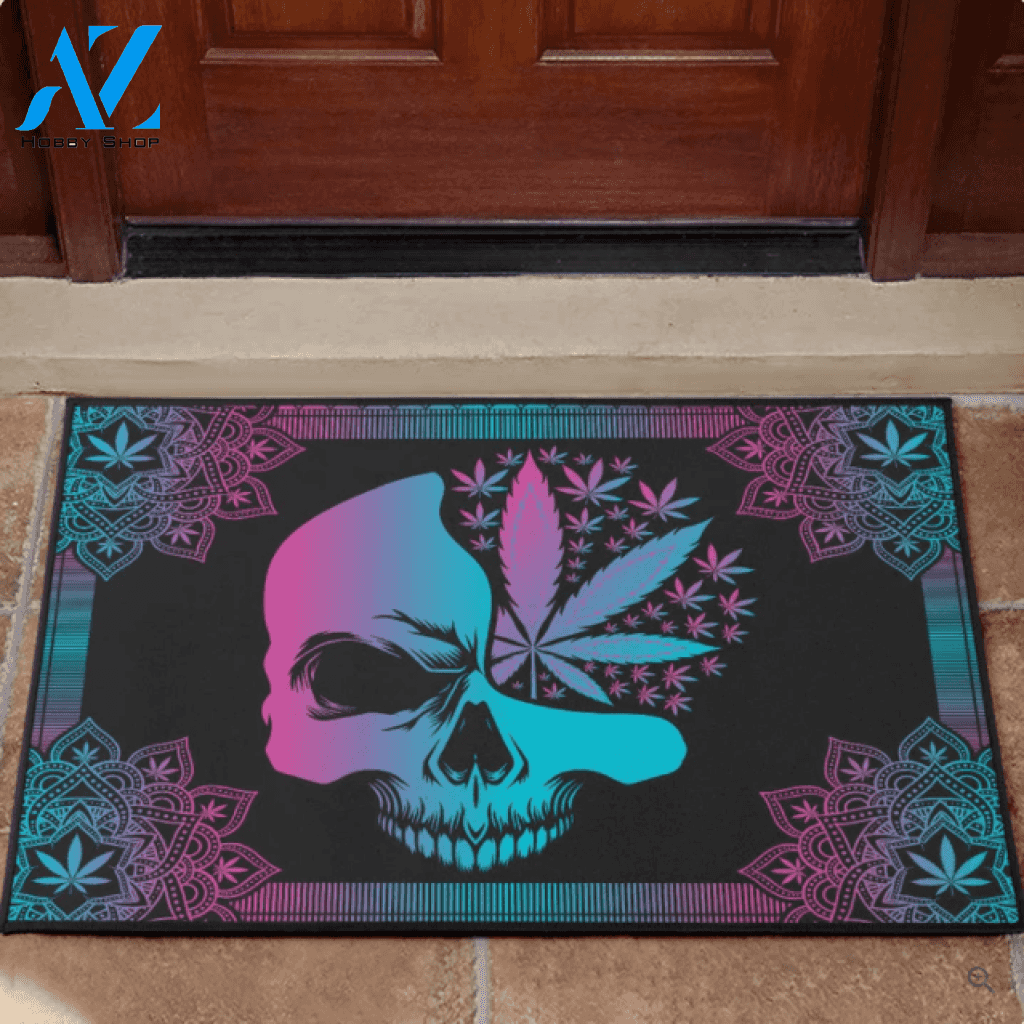 Purple Mandala Skull Leaf Funny Indoor And Outdoor Doormat Gift For Friend Family Birthday Gift Decor Warm House Gift Welcome Mat
