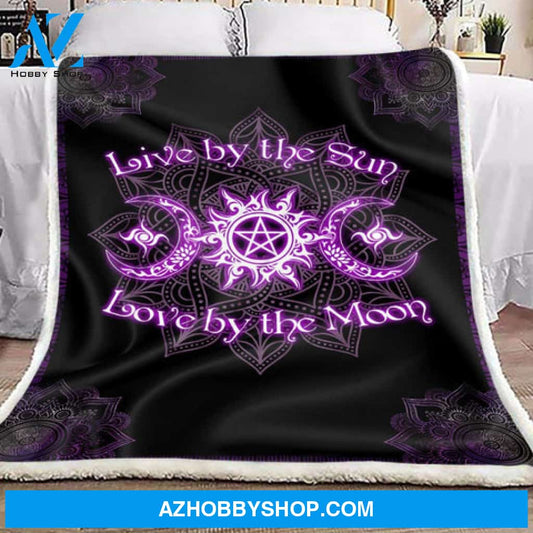 Purple Mandala Sun Moon Fleece Blanket