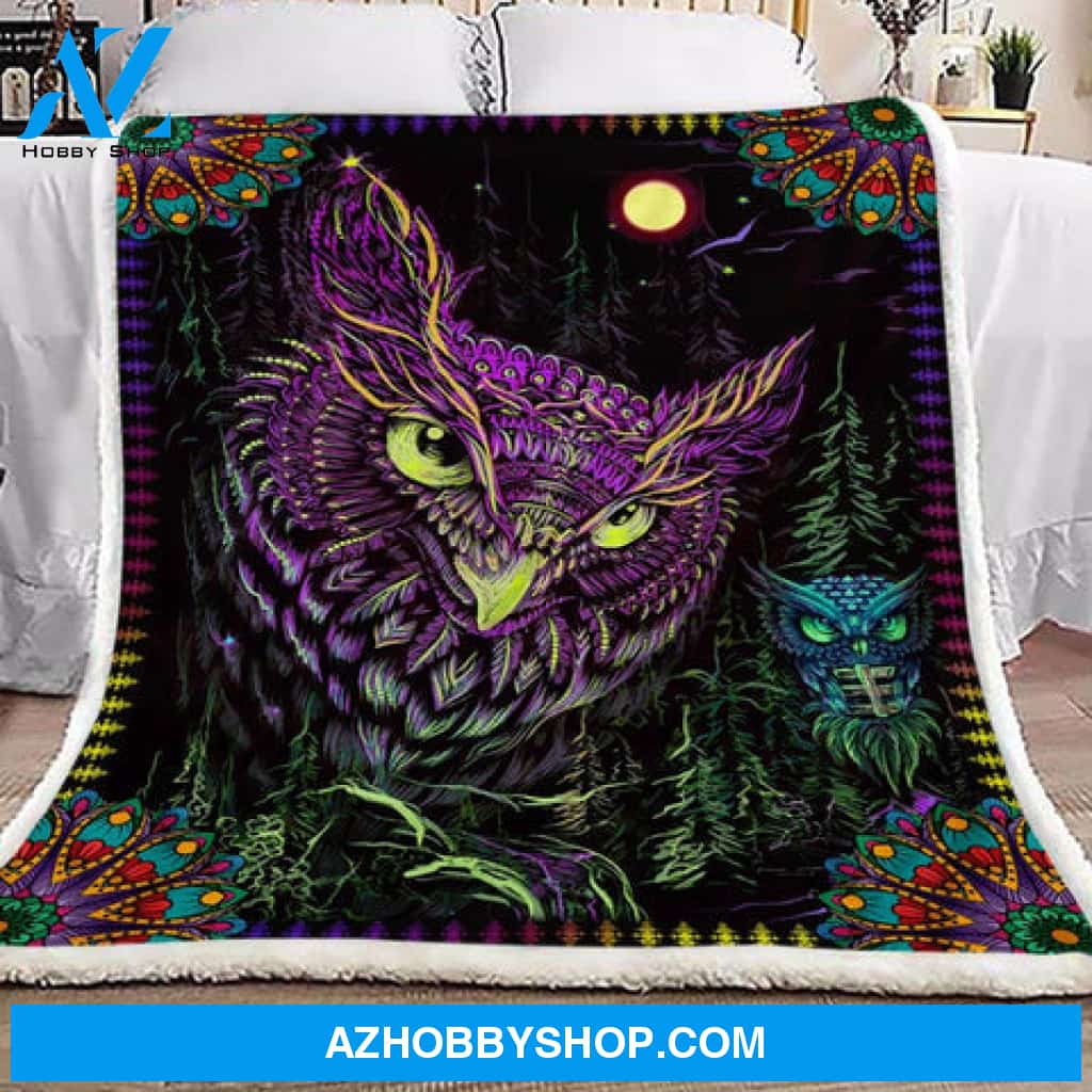 Purple Owl Fleece Blanket