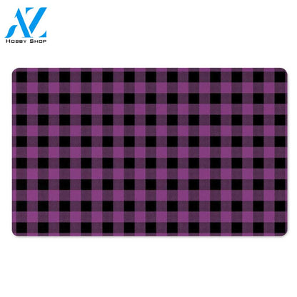 Purple Plaid Door Mat
